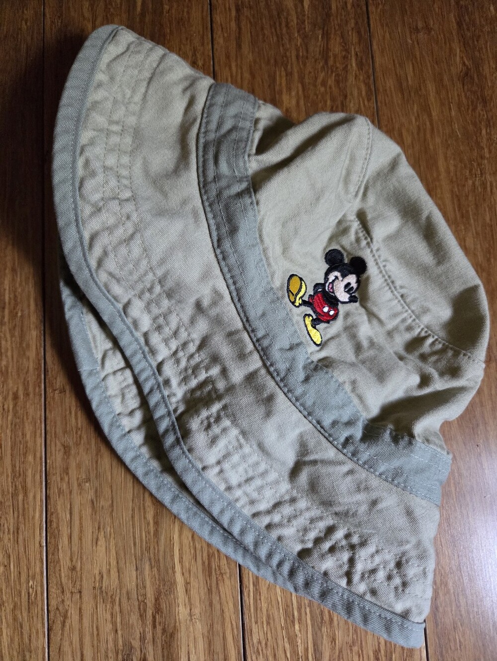 Vintage Walt Disney World Mickey Mouse Bucket Hat Khaki Safari Fisherman Hat